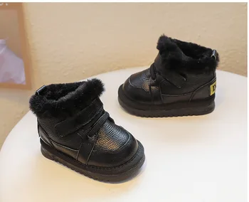 Зимни обувки за малки момчета, обикновена плюшена топли първите проходилки, зимни обувки за малки деца, нескользящая обувки за момичета с мека подметка