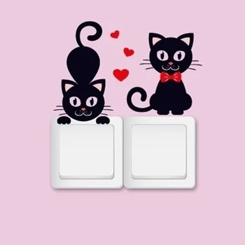 Направи си САМ творчески Черна котка любов карикатура преминете етикети подвижна PVC стикер за стена винил начало декор тапети контакт вграждане