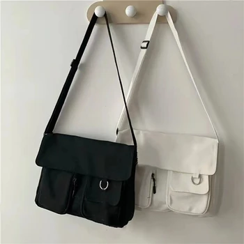 Дамски холщовая чанта-месинджър, младежки дамски модерна чанта през рамо, студентски дамски чанти през рамо с голям капацитет, дамски опаковка