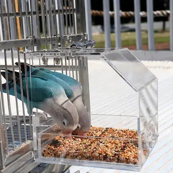 Автоматичен Фидер Птици Прозрачна Птичья Клетка Хранителната Контейнер Акрилна Птица От Клетка За Папагал Подвесная Ясла Cockatiel Parakeet Food Box